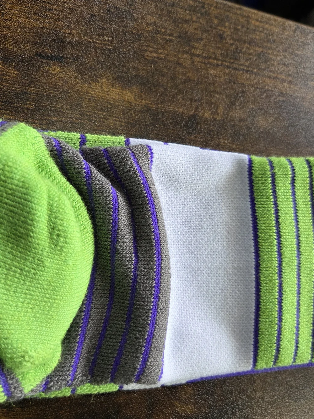 Men's Purple Athletic Crew Socks with Green Accents